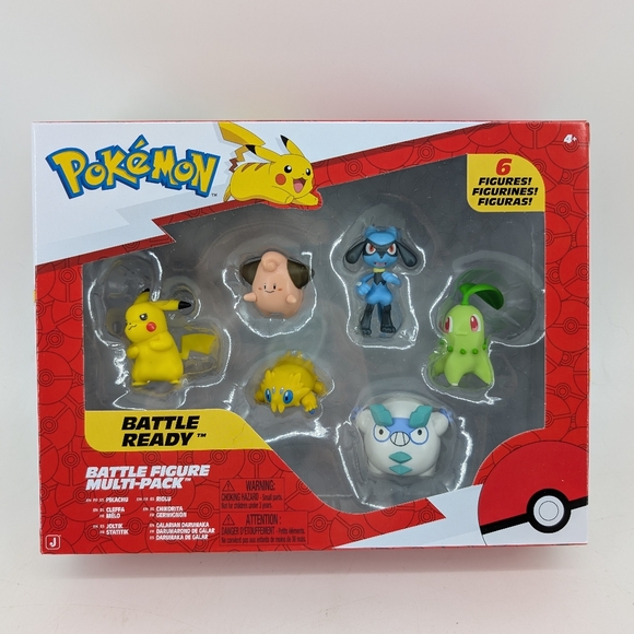 Jazwares Other - Pokemon Battle Figure Multi-Pack 6 Figures Pikachu Cleffa Joltik Riolu Chikorita